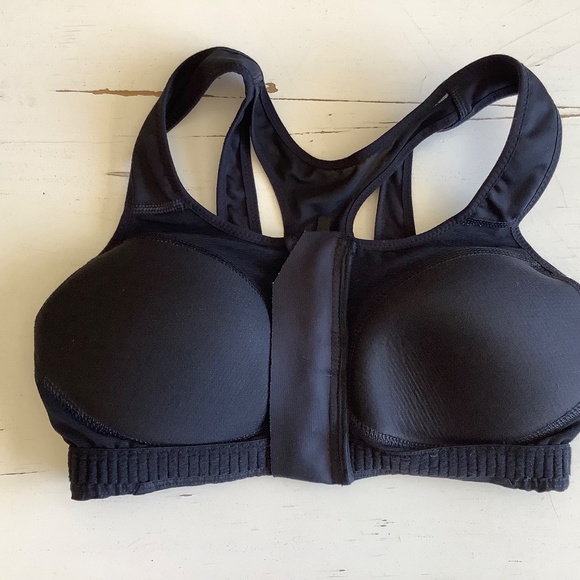 Nike Dri-fit Front Zip clasp high impact Black Sports Bra Small - Picture 5 of 8